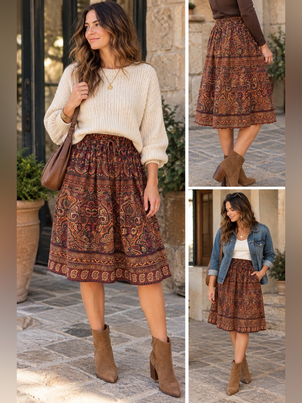 August Silk 100% Silk Vintage Fall
Boho Paisley Skirt XS
